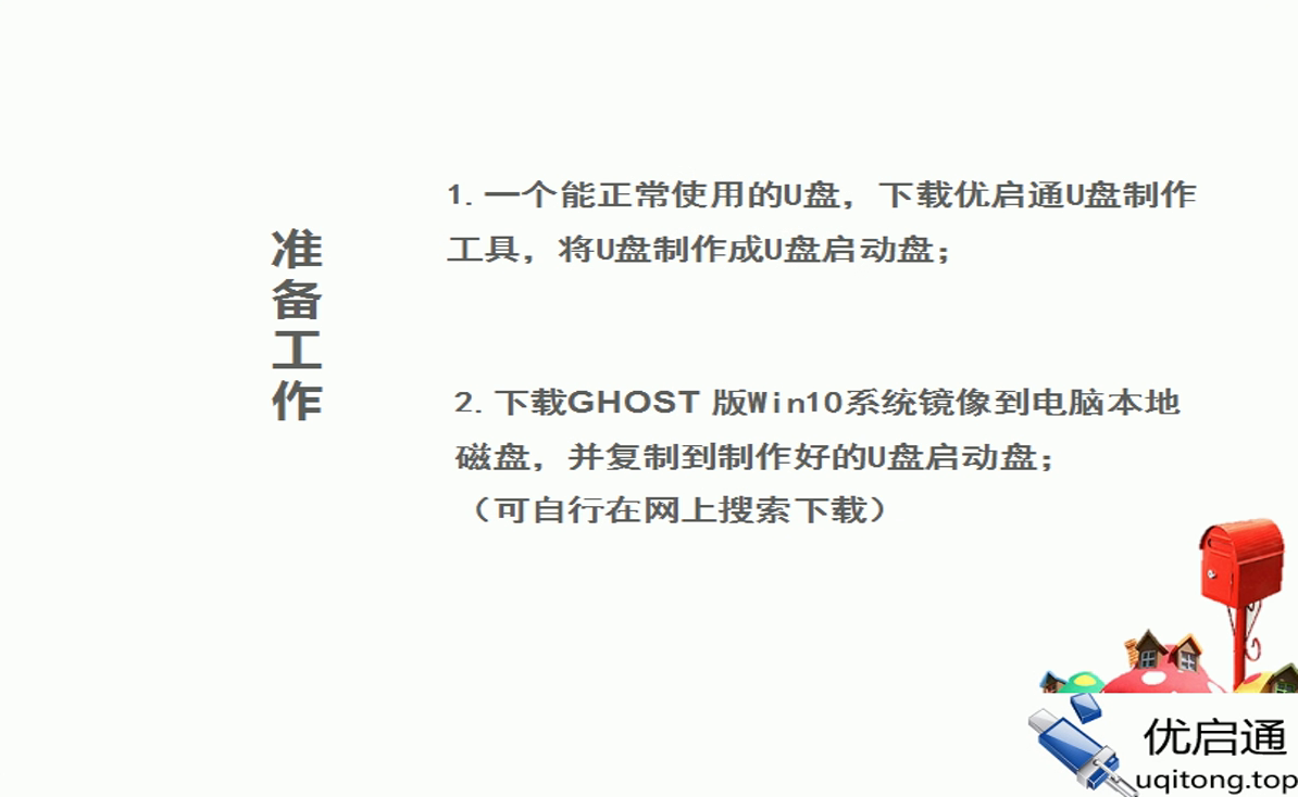 准备工作说明：制作U盘启动盘，下载Ghost版Win10镜像并复制到U盘中